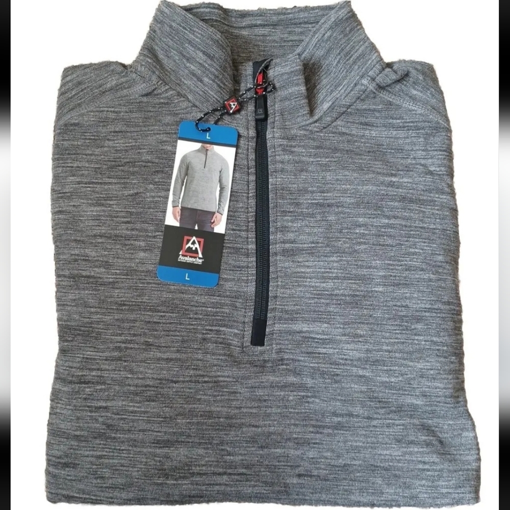 Avalanche Men's Quarter Zip Stand Up Collar Top, Gray,‎ Size L